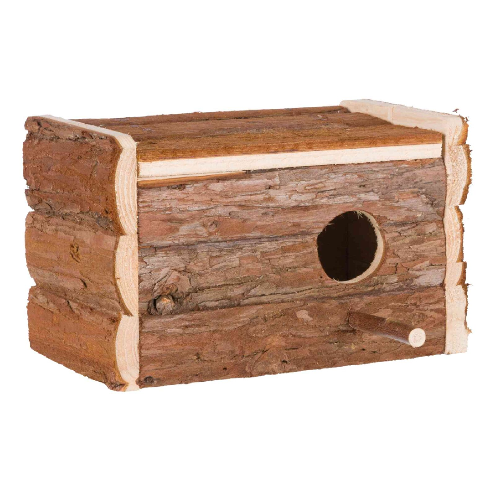 Broedblok grasparkieten liggend schorshout 21x13x12cm 3,8cm gat