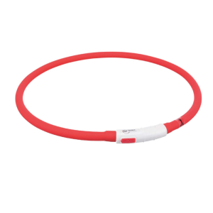 Trixie flash lichtring USB silicone XS-XL 70cm 10mm rood