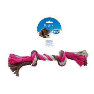 Knoop katoen roze/grijs/bruin 35cm