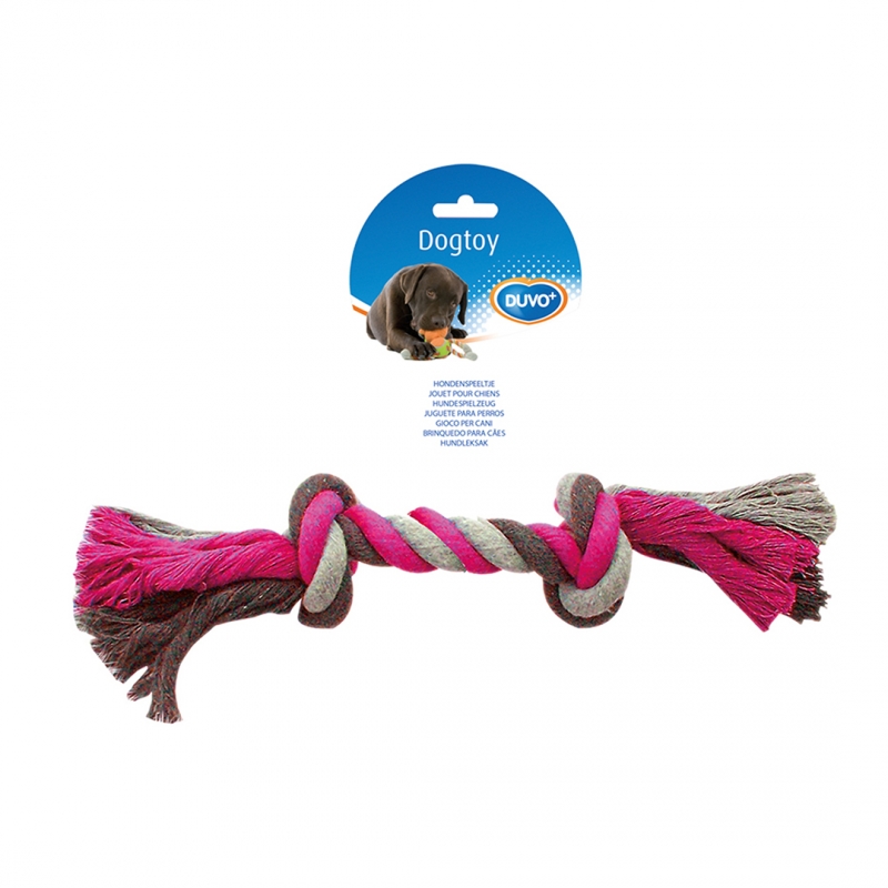 Knoop katoen roze/grijs/bruin 35cm