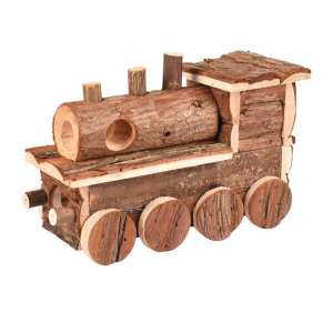 Huisje trein hout 25x11x16cm