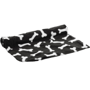 Fleecedeken met botmotief zwart 100*70cm