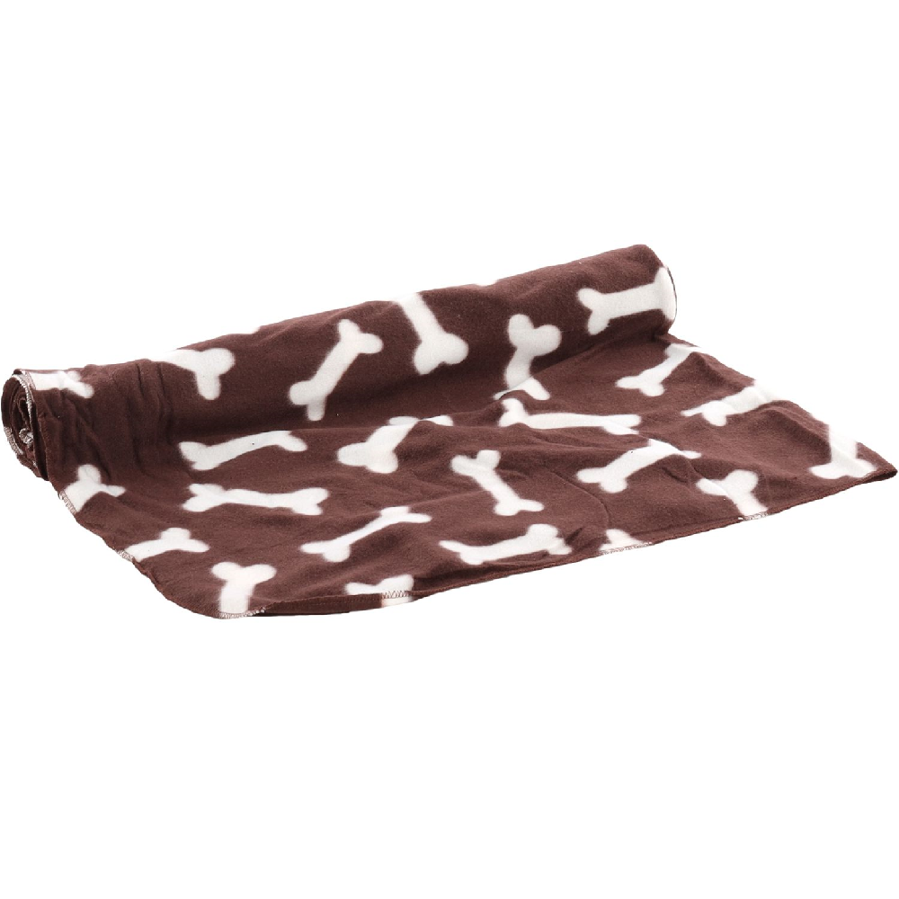 Fleecedeken met botmotief bruin 100*70cm