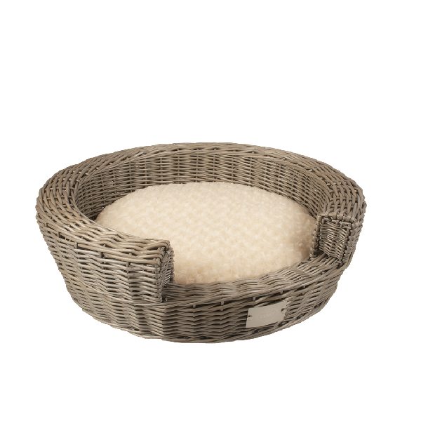 Provence rieten instapmand met kussen 47x47x16cm