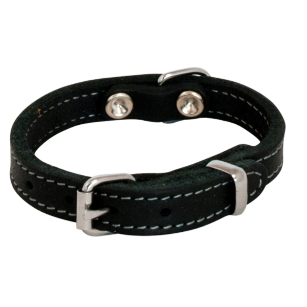 Jack & Vanilla leren halsband vetleder zwart 10mm 25cm
