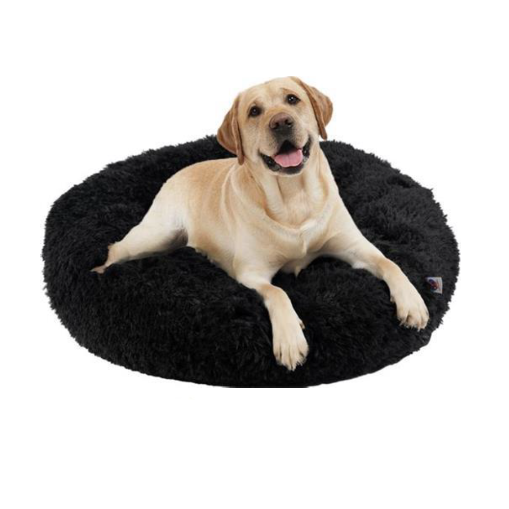 Hondenkussen donut zwart 100cm fluffy