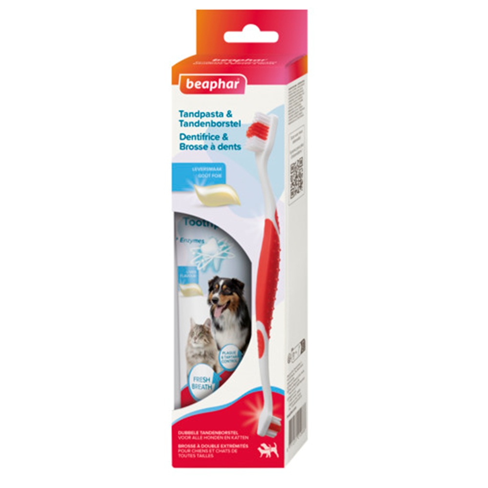 Beaphar combi-pack tandpasta en borstel