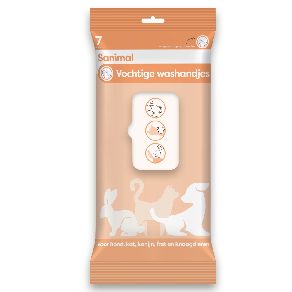 Sanimal vochtige washandjes 7 stuks