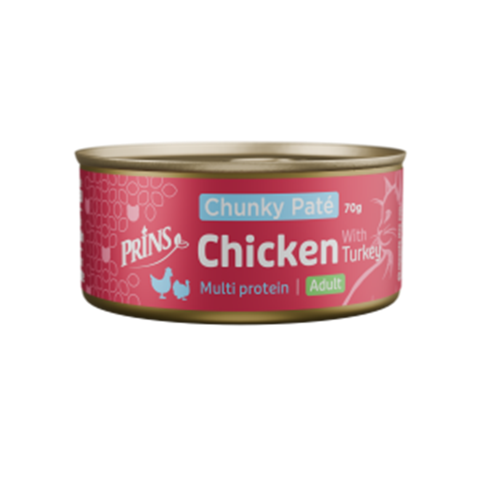 Prins chunky pate kip&kalkoen kat 70gram