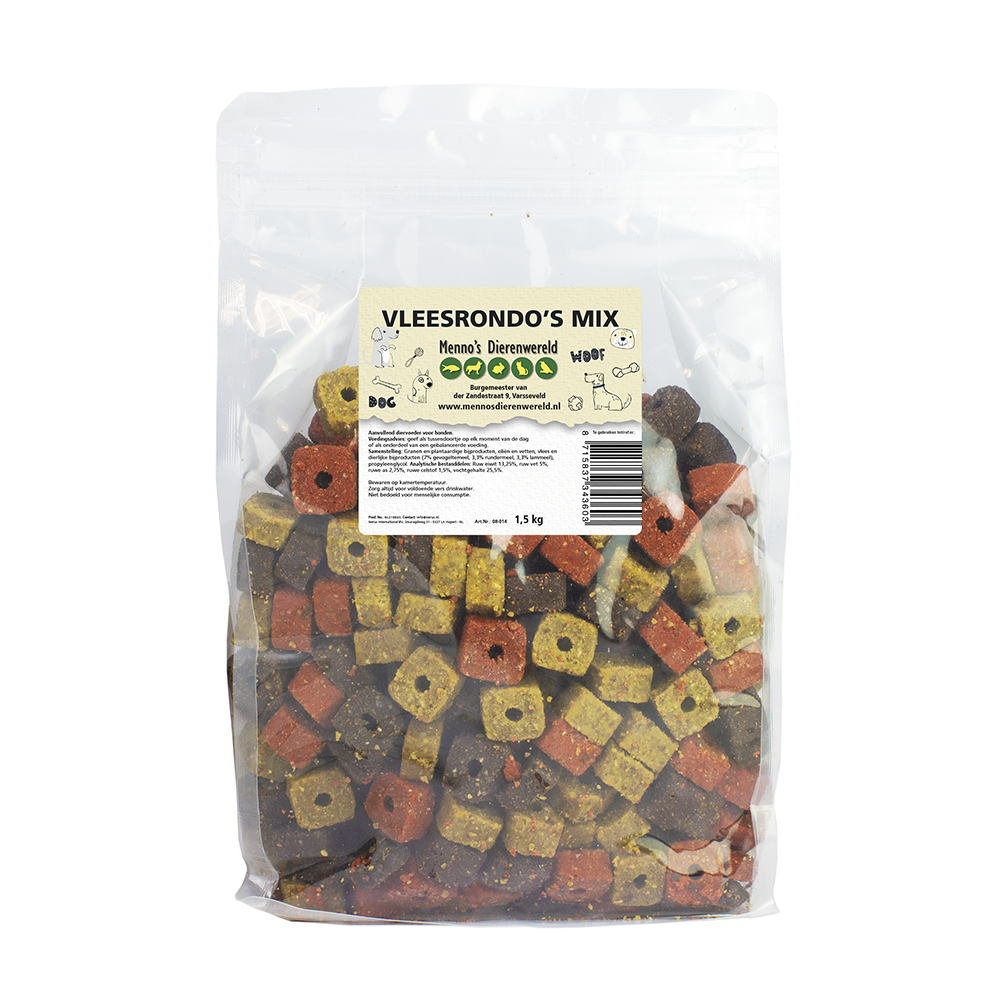 Vleesrondo’s mix kip-lam-rund 1500 gram hersluitbaar