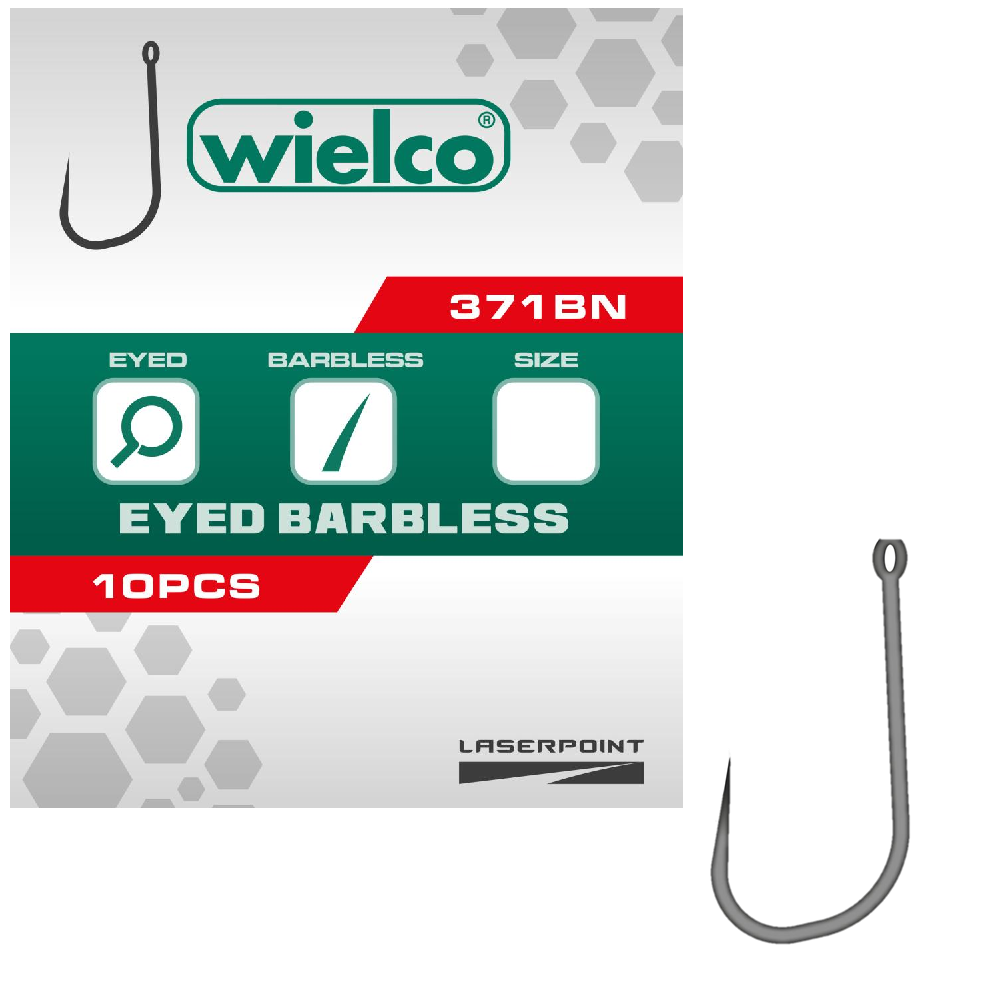Wielco Laser Point 371BN Eyed Barbless Hooks 10 stuks maat 12