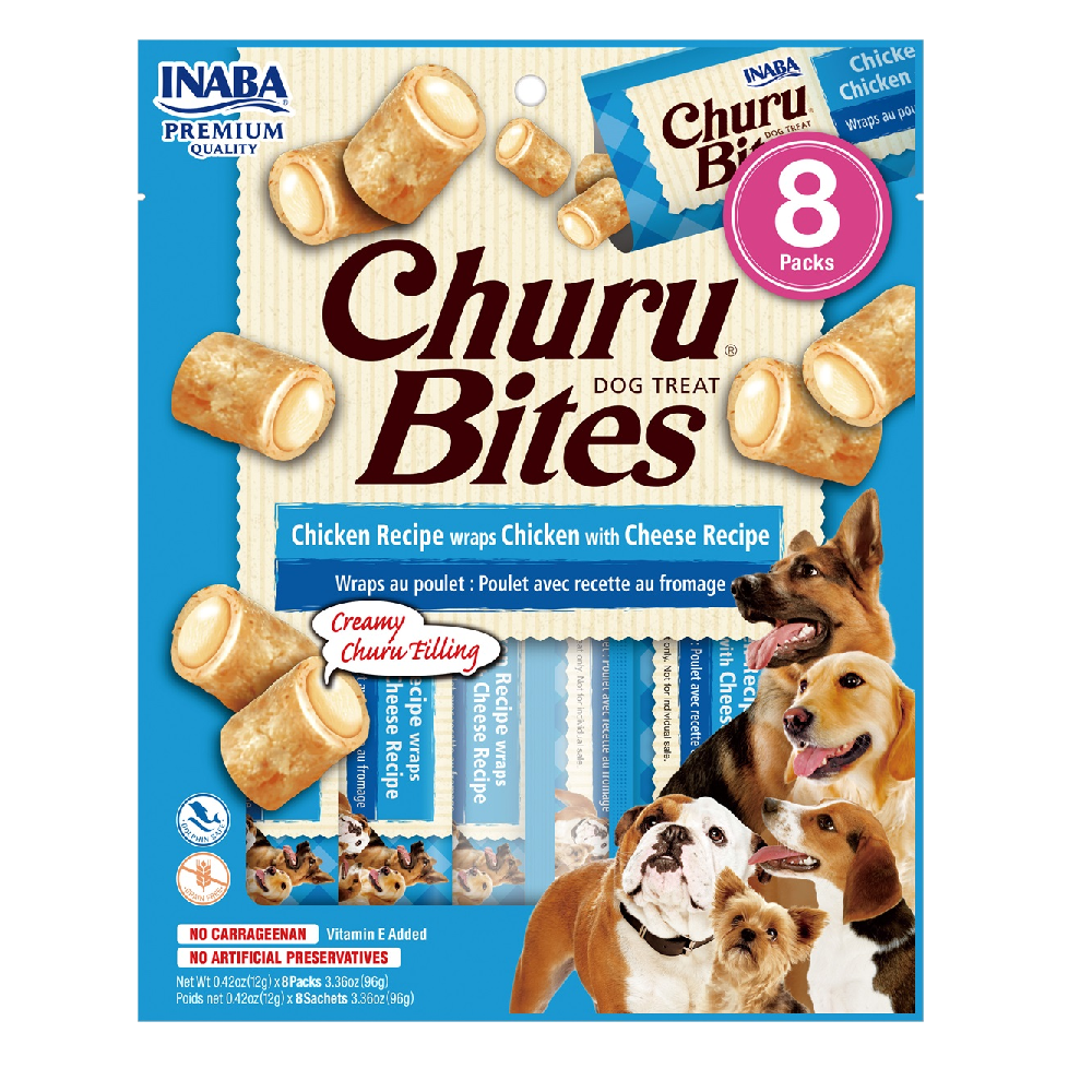 Inaba Churu bites dog chicken&cheese wraps 8x12gram