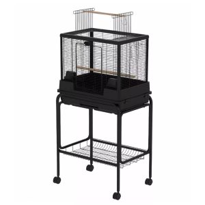 Vogelkooi Ceasar M Zwart met Standaard 68x45x136cm