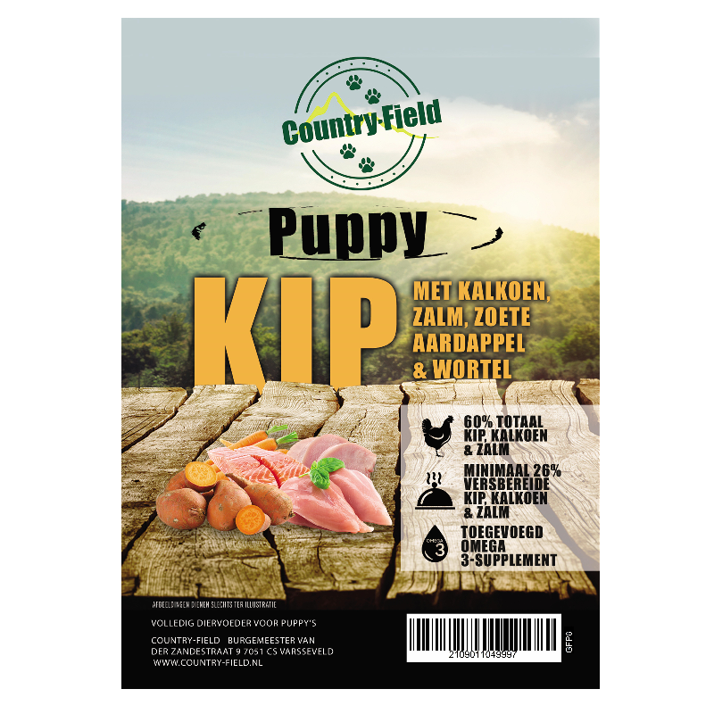 Country-Field Graanvrij Puppy kip, kalkoen, zalm 2kg