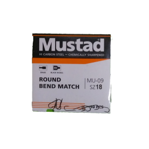 Mustad UNP wide round bend match spade barbed maat 18 (MU09) 10 stuks